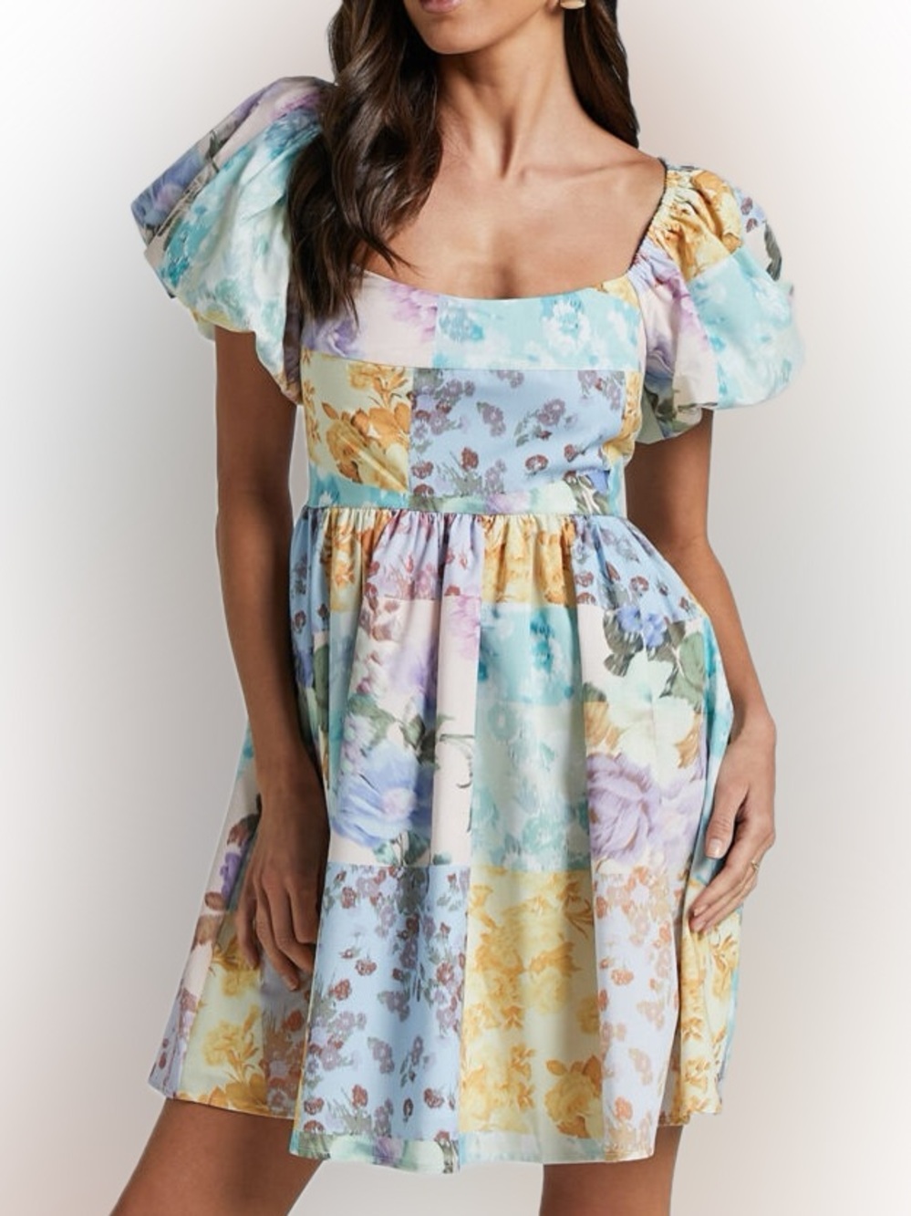 SHOWPO Janna Mini Dress - Puff Sleeve Empire Waist Dress In Vintage Floral